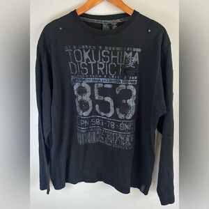 Vintage Burnside Men’s Long Sleeve Shirt XL Tokushima District 853 Japan RARE